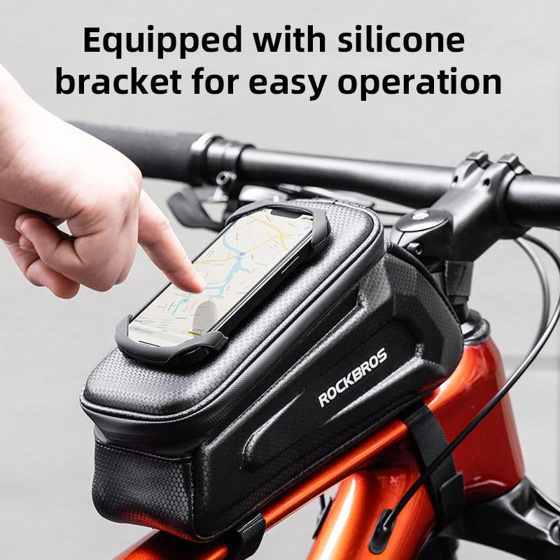 ROCKBROS Bicycle Front Top Tube Bag Touch Screen Bicycle Frame Bag Bicycle Bag 1.5L Large Capacity Adjustable Cycling Bag Bicycle Accessories