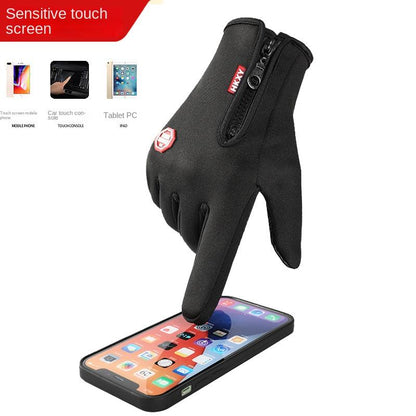 Outdoor Cycling Gloves Sports Skiing Mountaineering Gloves Autumn and Winter Touch Screen Non-Slip Waterproof Windproof Fleece Warm Smart Gloves Lightweight Heated Gloves Liner