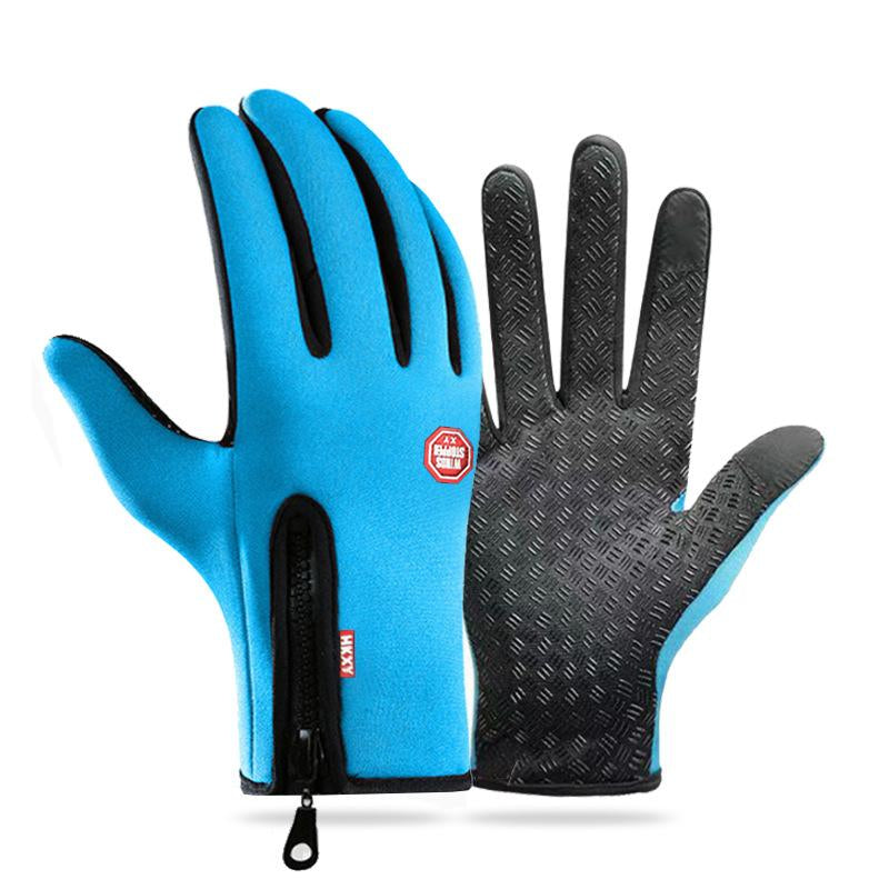 Outdoor Cycling Gloves Sports Skiing Mountaineering Gloves Autumn and Winter Touch Screen Non-Slip Waterproof Windproof Fleece Warm Smart Gloves Lightweight Heated Gloves Liner