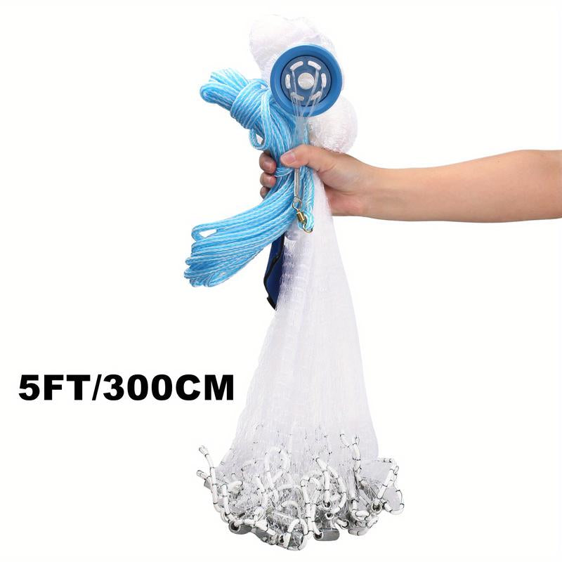 1 Piece Saltwater Fishing Casting Net, for Bait Trap Fish 3Ft/ 4Ft/ 5Ft/ 6Ft/ 7Ft/ 8Ft/ 9Ft/ 10Ft Diameter Casting Net, with Heavy Duty True Zinc Sinker Weight, 0.98Inch Mesh Sizes