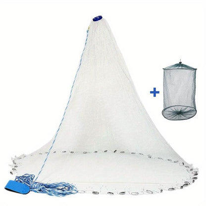 1 Piece Saltwater Fishing Casting Net, for Bait Trap Fish 3Ft/ 4Ft/ 5Ft/ 6Ft/ 7Ft/ 8Ft/ 9Ft/ 10Ft Diameter Casting Net, with Heavy Duty True Zinc Sinker Weight, 0.98Inch Mesh Sizes