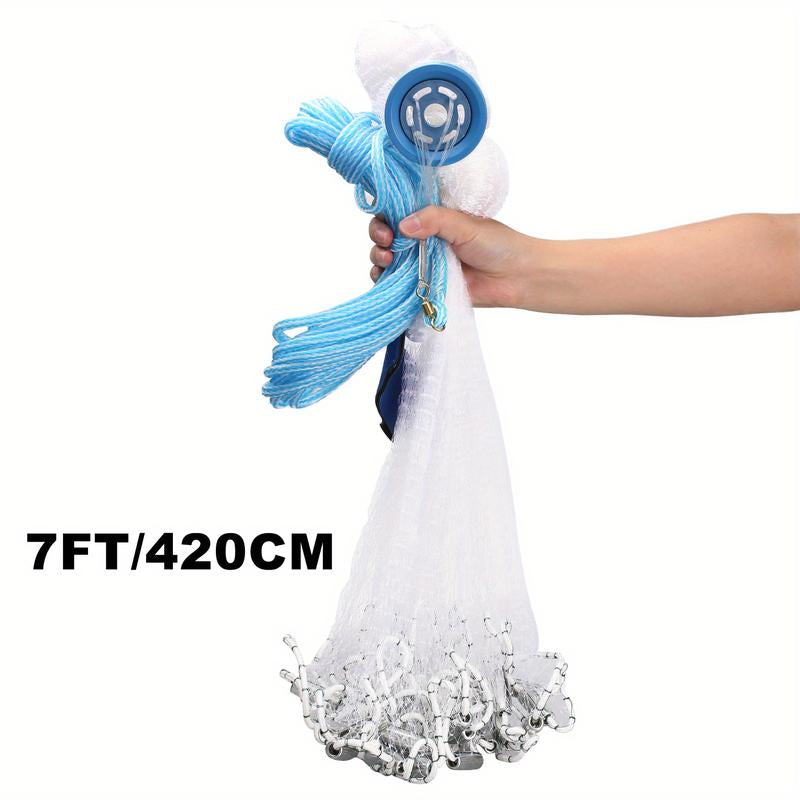 1 Piece Saltwater Fishing Casting Net, for Bait Trap Fish 3Ft/ 4Ft/ 5Ft/ 6Ft/ 7Ft/ 8Ft/ 9Ft/ 10Ft Diameter Casting Net, with Heavy Duty True Zinc Sinker Weight, 0.98Inch Mesh Sizes