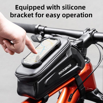 ROCKBROS Bicycle Front Top Tube Bag Touch Screen Bicycle Frame Bag Bicycle Bag 1.5L Large Capacity Adjustable Cycling Bag Bicycle Accessories