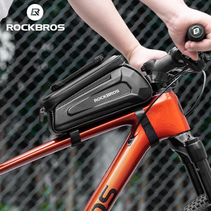 ROCKBROS Bicycle Front Top Tube Bag Touch Screen Bicycle Frame Bag Bicycle Bag 1.5L Large Capacity Adjustable Cycling Bag Bicycle Accessories